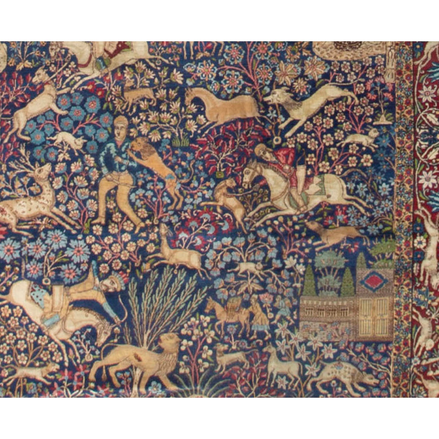 ANTIQUE PERSIAN FINE KIRMAN NAVY / RED 11'4" X 19'