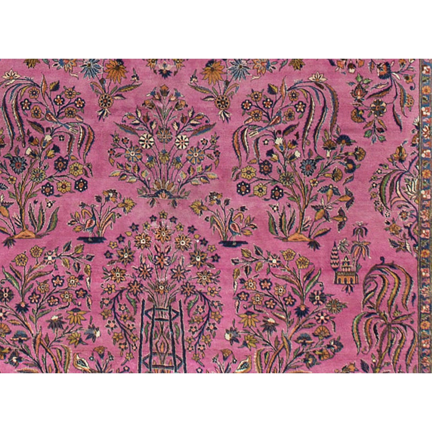 ANTIQUE PERSIAN FINE KASHAN RED / NAVY 11' X 19'1"
