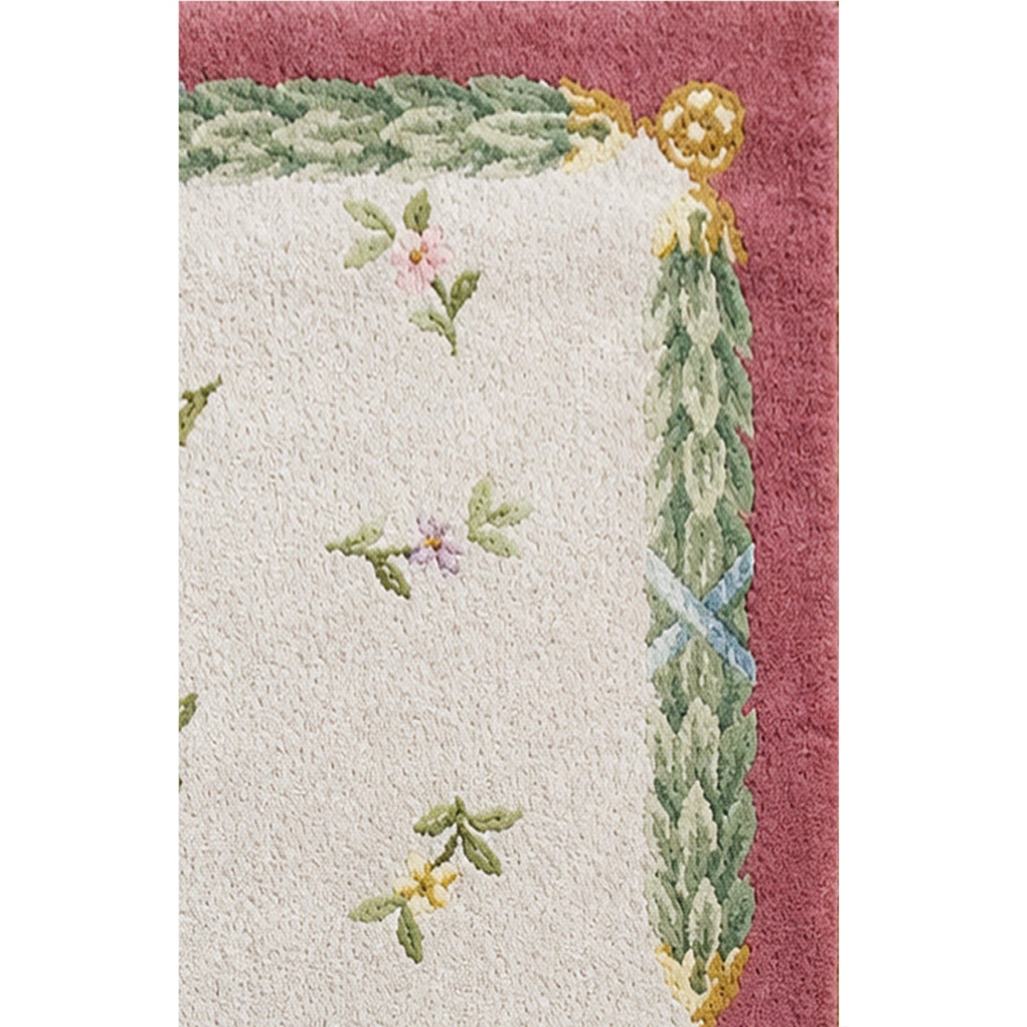 RENAISSANCE SAVONNERIE S-7-- IVORY, ROSE 6' X 9'1"