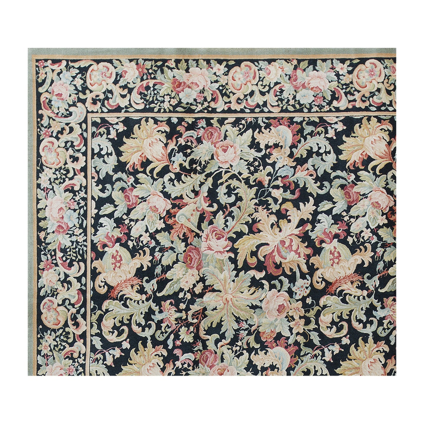 RENAISSANCE SAVONNERIE S175B BLACK / GREEN 9'10" X 14'1"