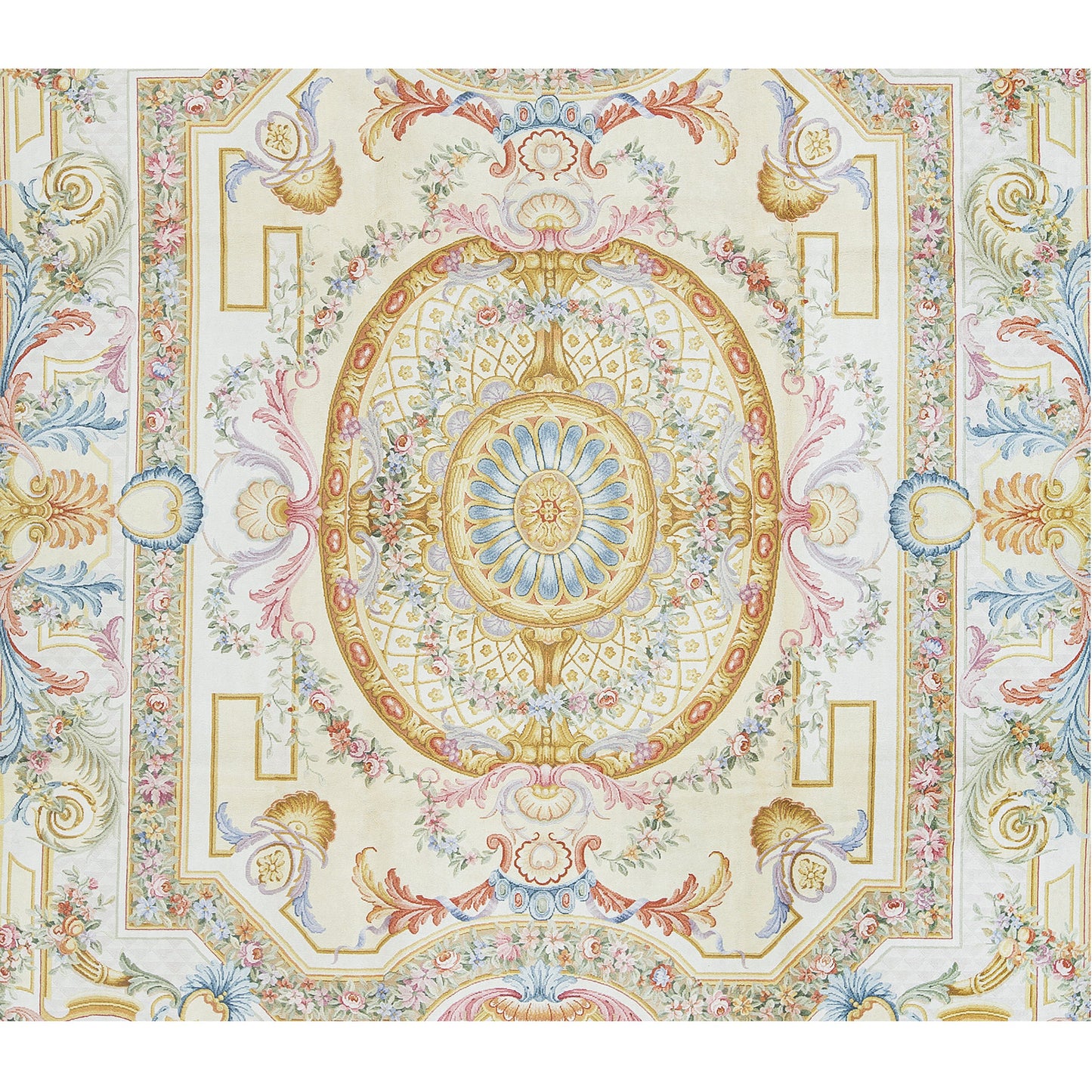 RENAISSANCE SAVONNERIE S-114 IVORY / ROSE 9' X 12'