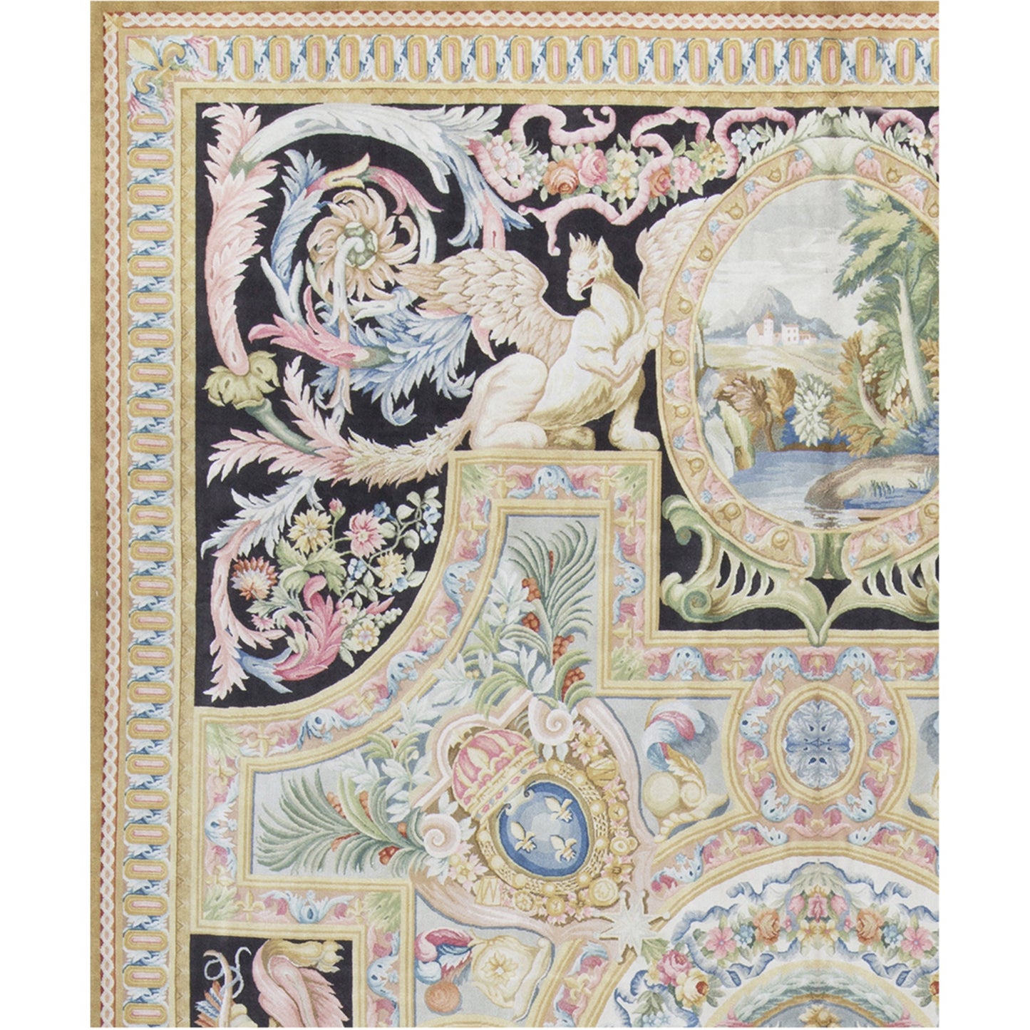 RENAISSANCE SAVONNERIE S-179 IVORY / BLACK 10'11" X 16'2"