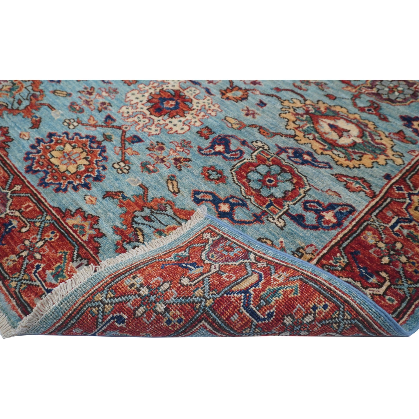 ARYANA ARYAN LIGHT BLUE / RED 4'2" X 5'11"
