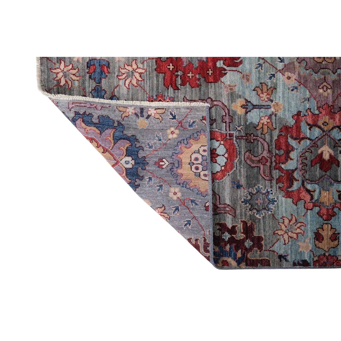 ARYANA ARYAN LIGHT BLUE / RED 2'5" X 18'1"