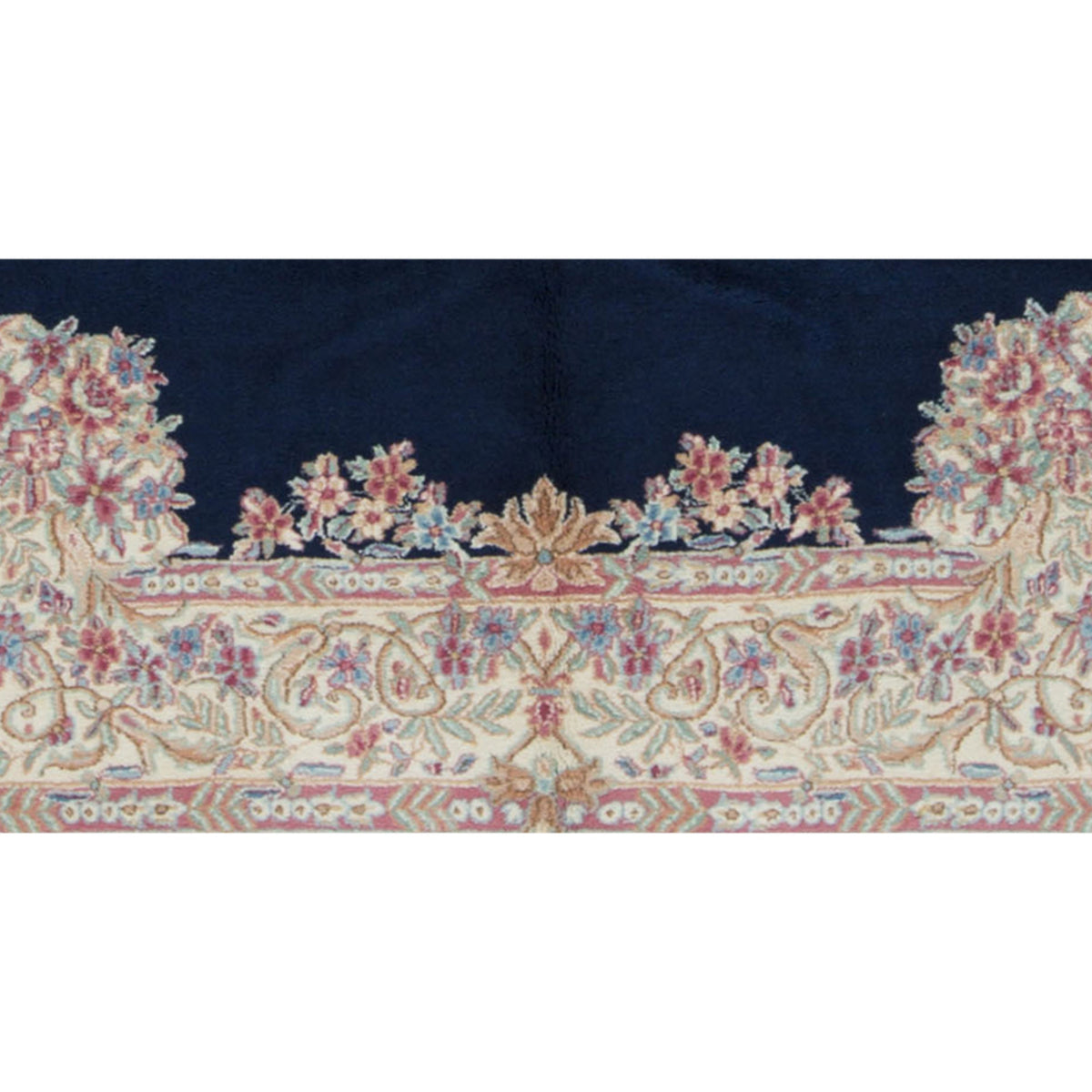 SEMI-ANTIQUE KIRMAN NAVY / IVORY 6' X 9'