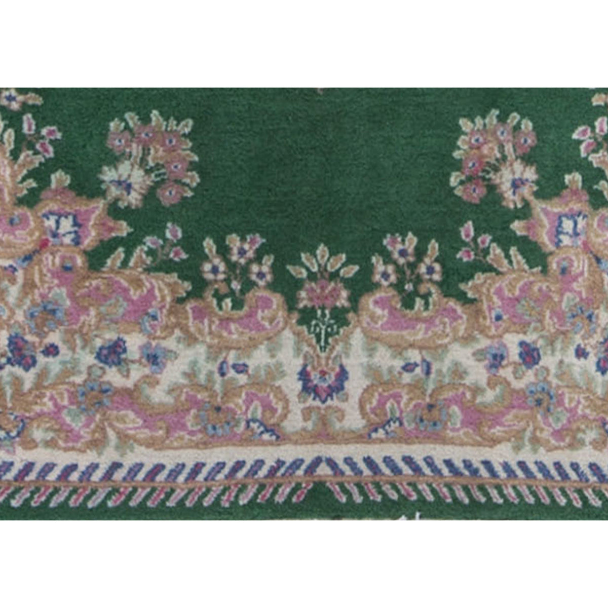 SEMI-ANTIQUE KIRMAN GREEN / IVORY 4' X 6'