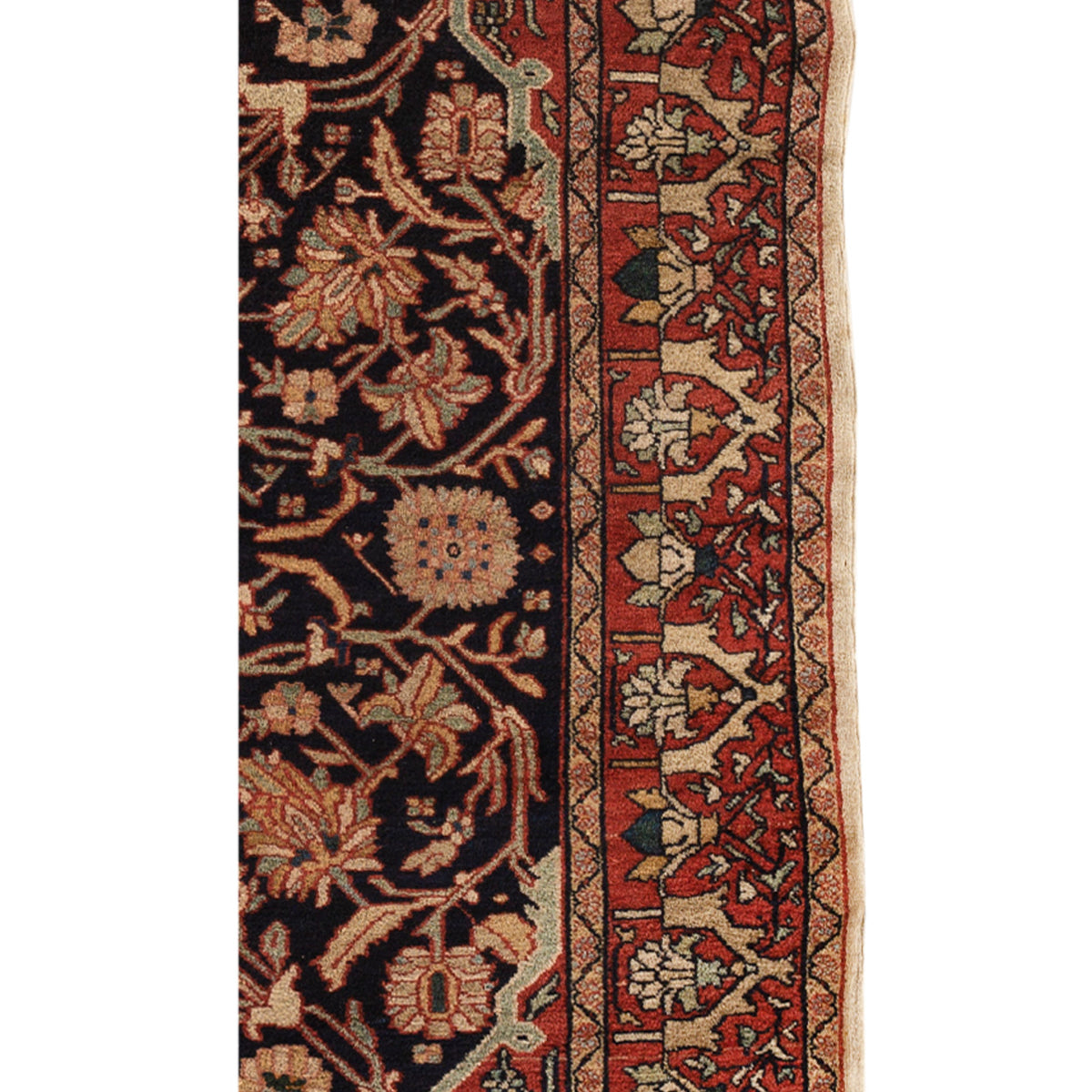 ANTIQUE PERSIAN FINE MALAYER BLACK / RED 4'4" X 6'7"