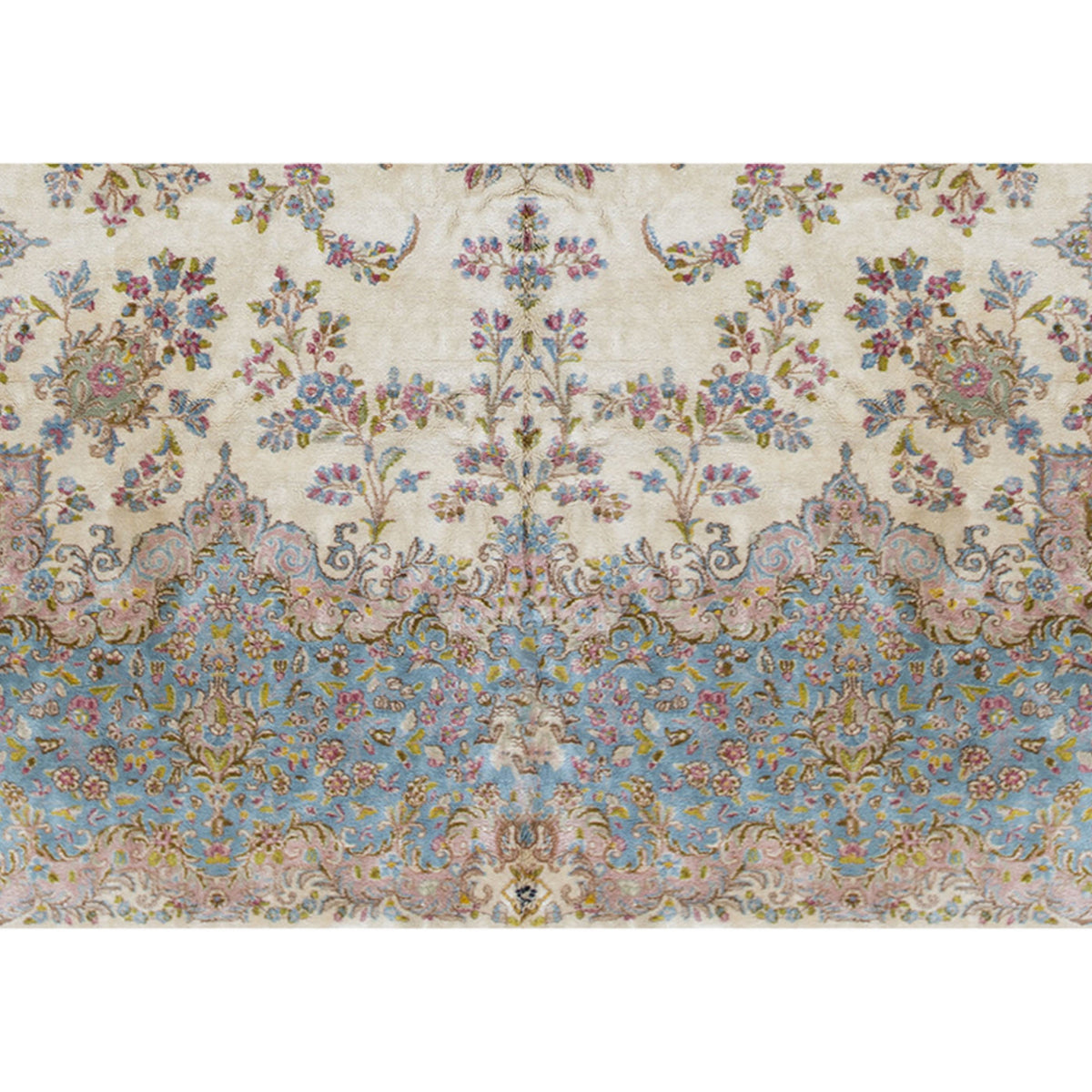 SEMI-ANTIQUE KIRMAN IVORY / BLUE 11'6" X 19'5"