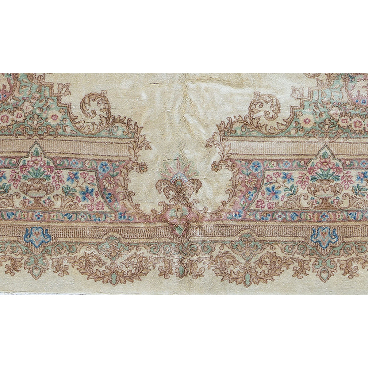 SEMI-ANTIQUE KIRMAN IVORY 8'11" X 9'3"