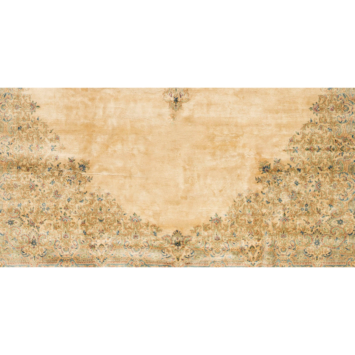 SEMI-ANTIQUE KIRMAN IVORY / LIGHT BLUE 11'7" X 18'6"