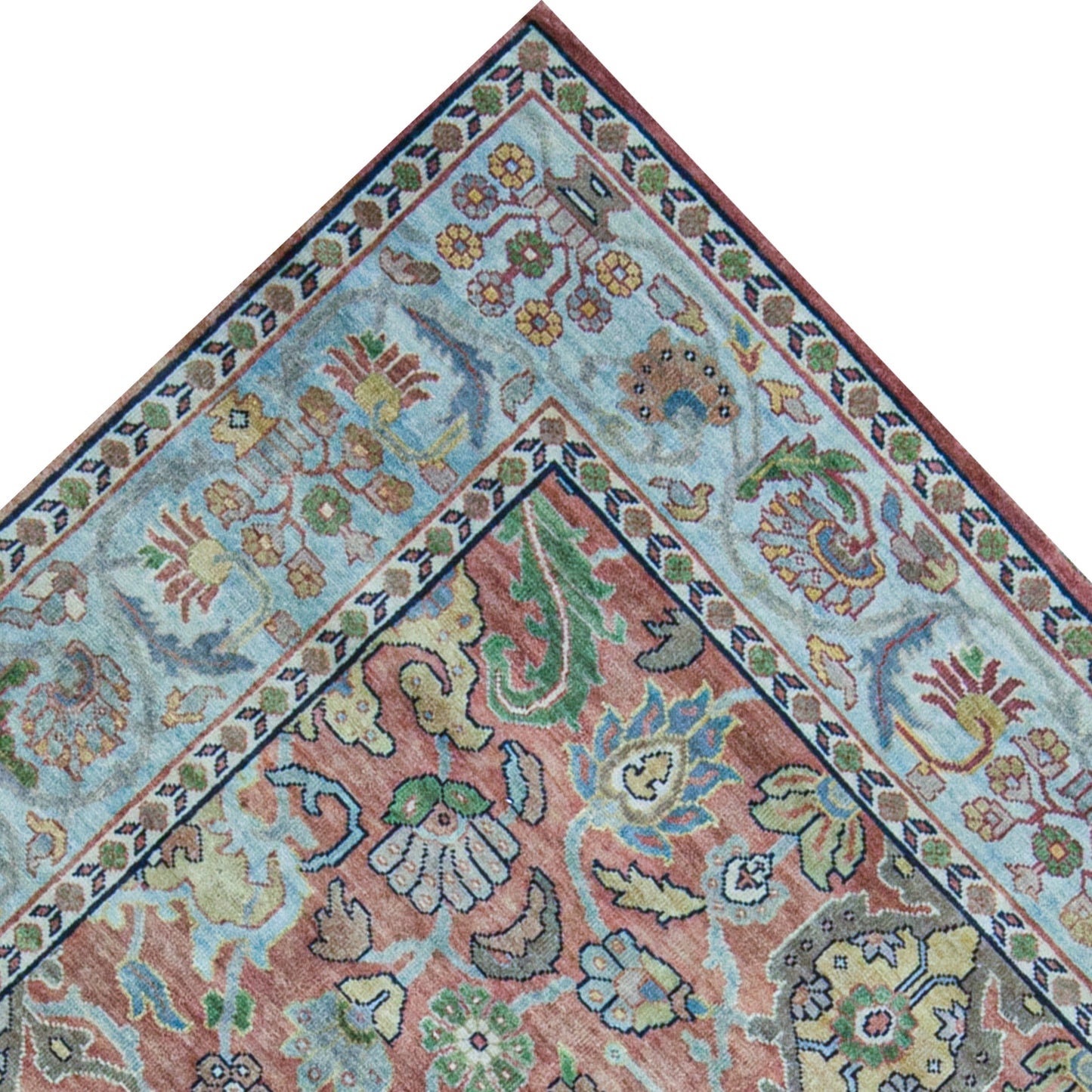 ANTIQUE SULTANABAD MAH15 RUST / LIGHT BLUE