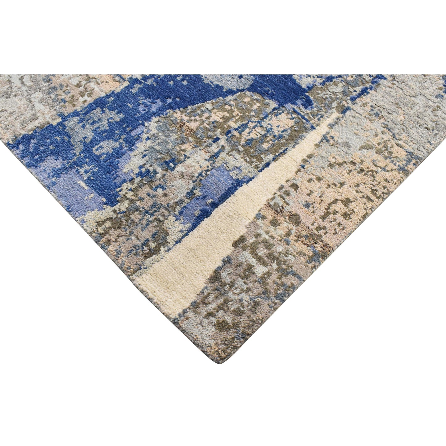 CANVAS ART W/ SILK JC723 IVORY / BLUE