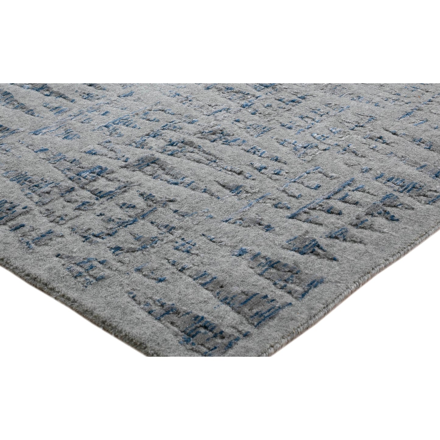 HANDLOOMED JACQUARD RC166 SILVER / BLUE