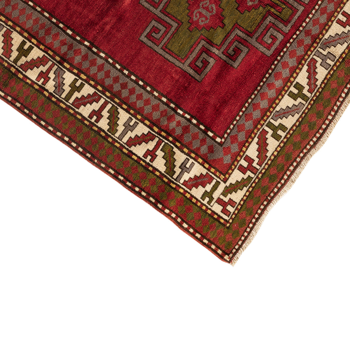 ANTIQUE RUSSIAN KAZAK RED / IVORY 5'8" X 7'5"