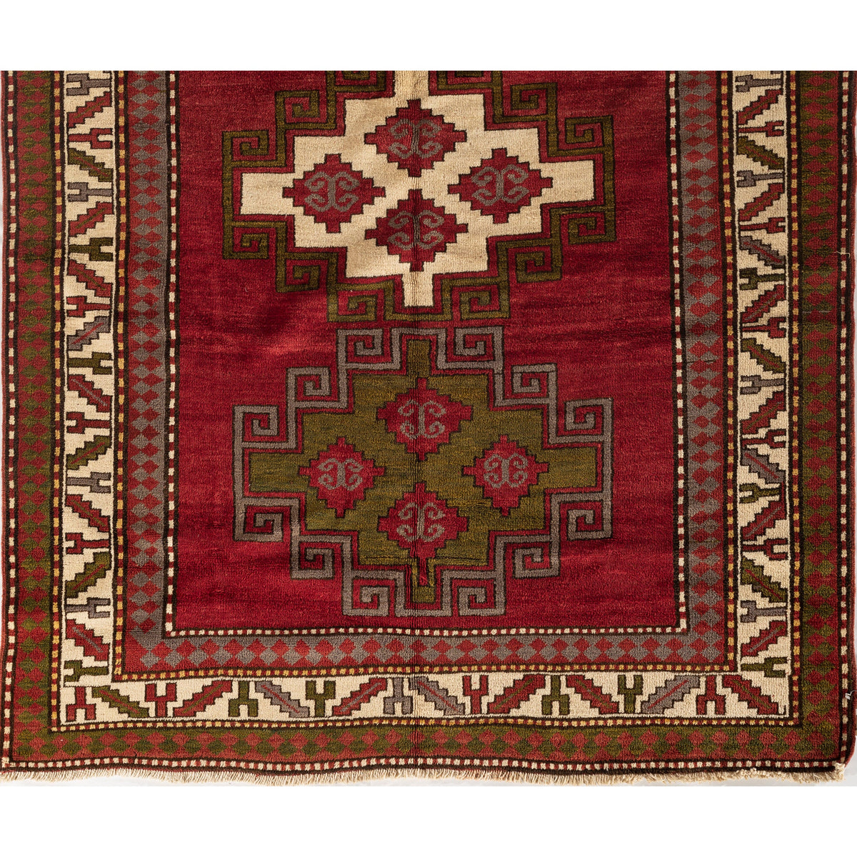 ANTIQUE RUSSIAN KAZAK RED / IVORY 5'8" X 7'5"