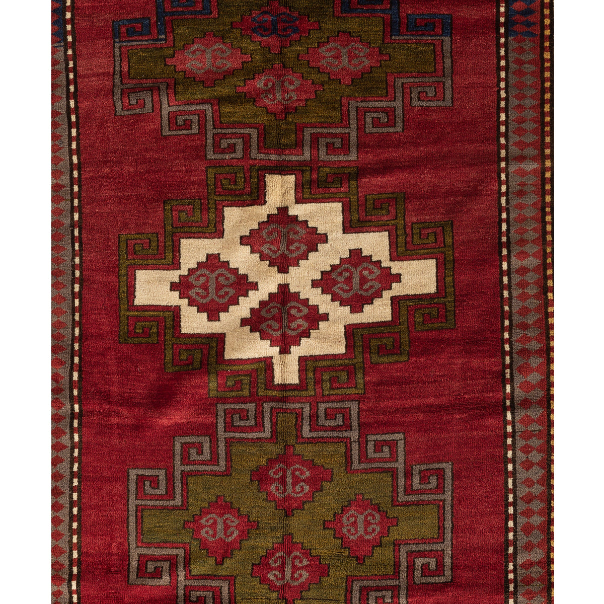 ANTIQUE RUSSIAN KAZAK RED / IVORY 5'8" X 7'5"