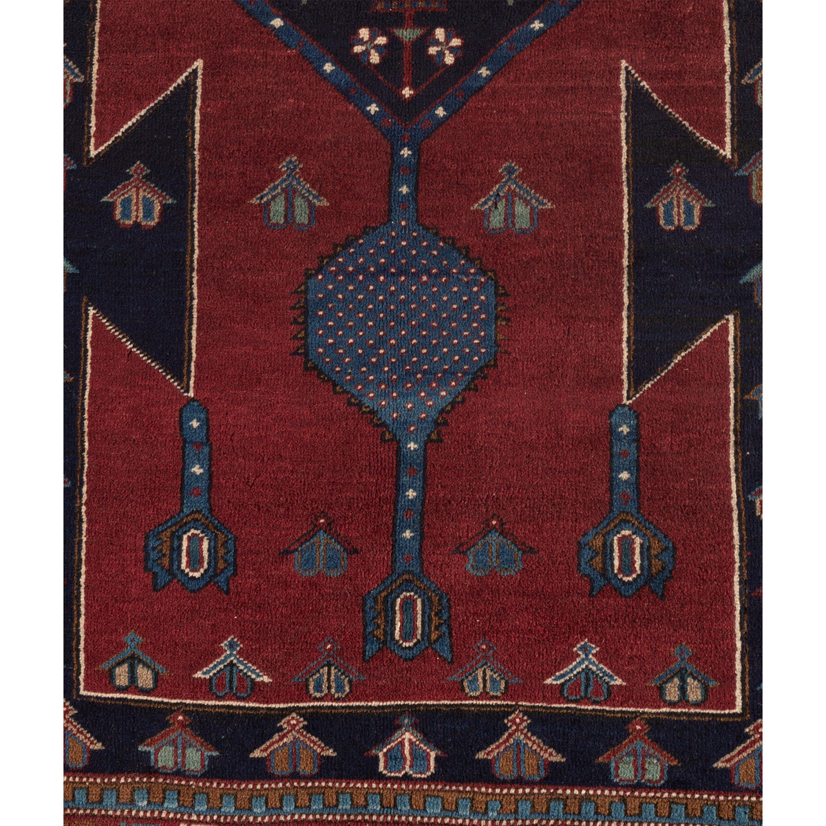 ANTIQUE RUSSIAN KAZAK RED / NAVY 4'11" X 8'3"