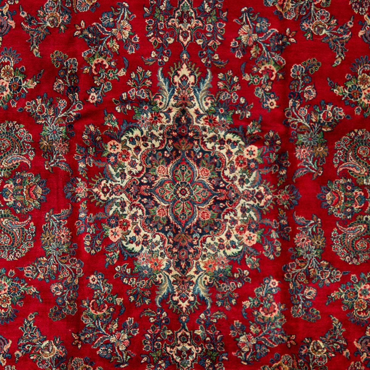 ANTIQUE PERSIAN FINE KAZVIN RED / GREEN 9' X 14'2"