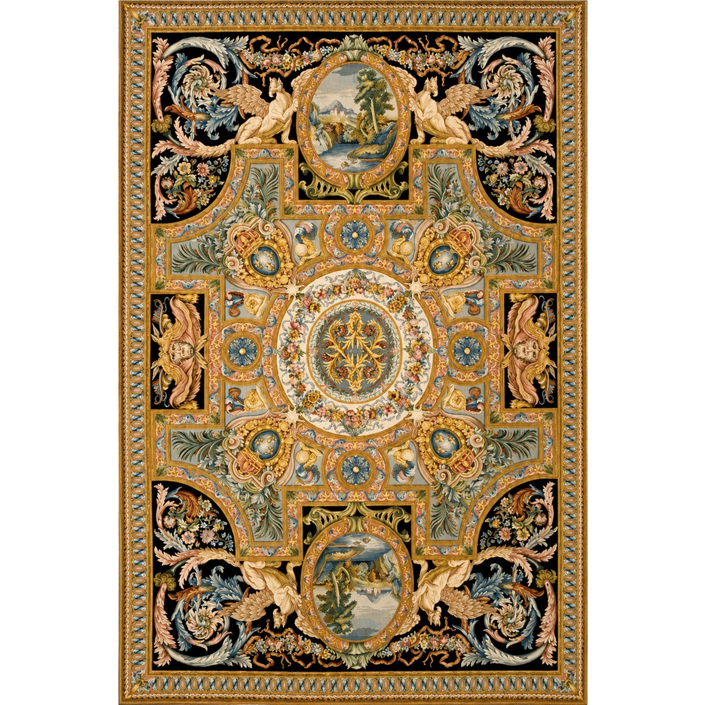 RENAISSANCE SAVONNERIE S-179 GOLD / BLACK 15'5" X 23'5"