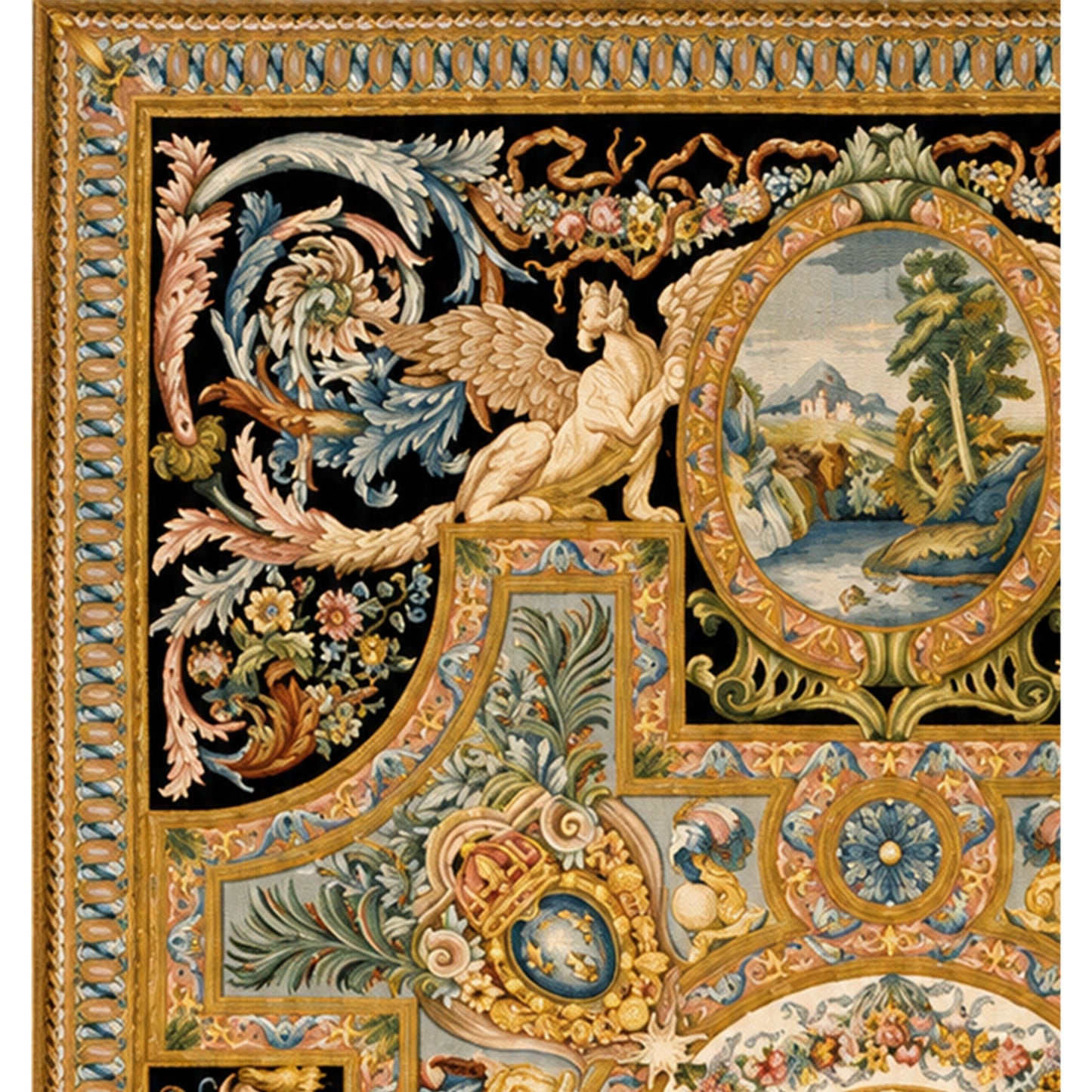 RENAISSANCE SAVONNERIE S-179 GOLD / BLACK 15'5" X 23'5"