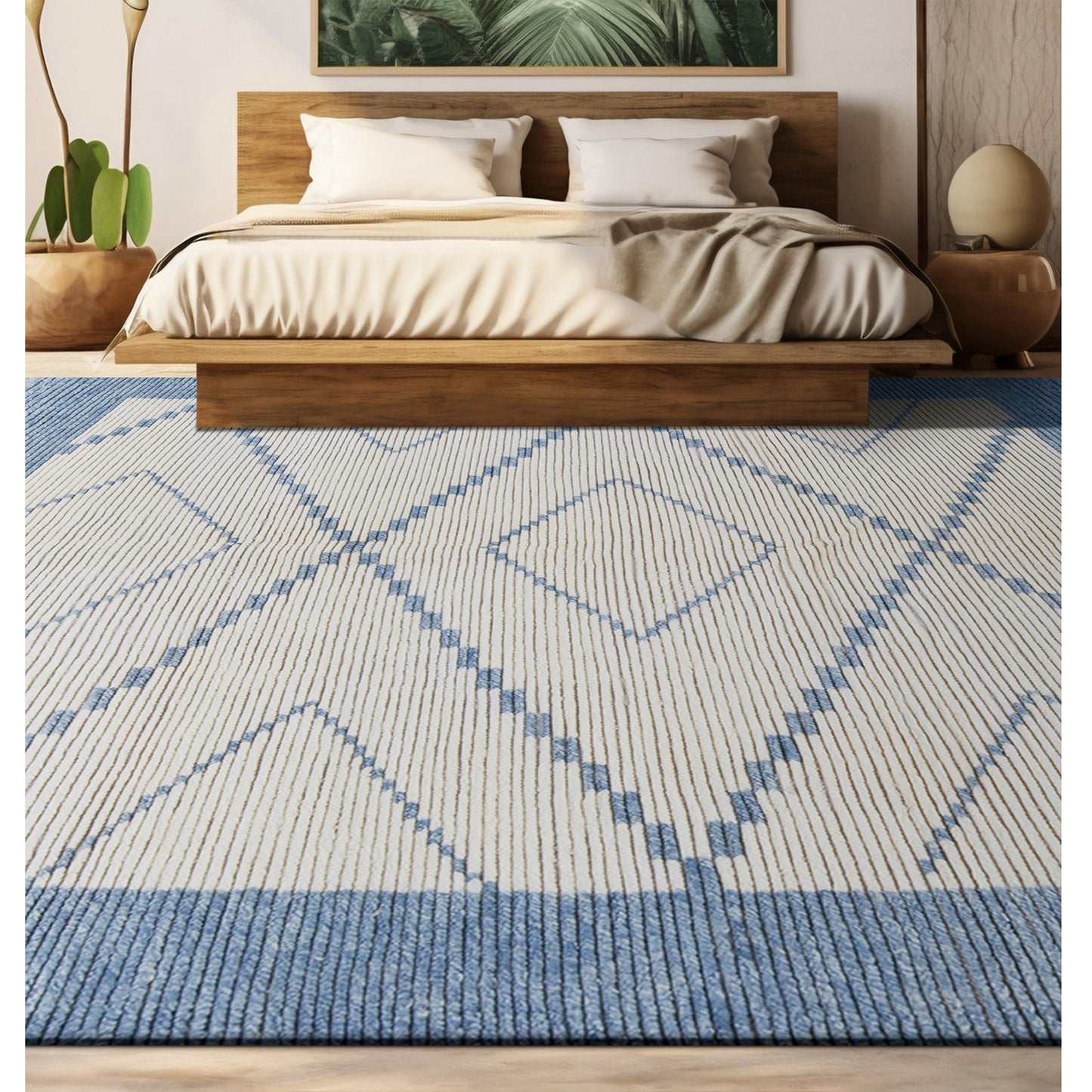 MOROCCAN TZ027 IVORY / BLUE