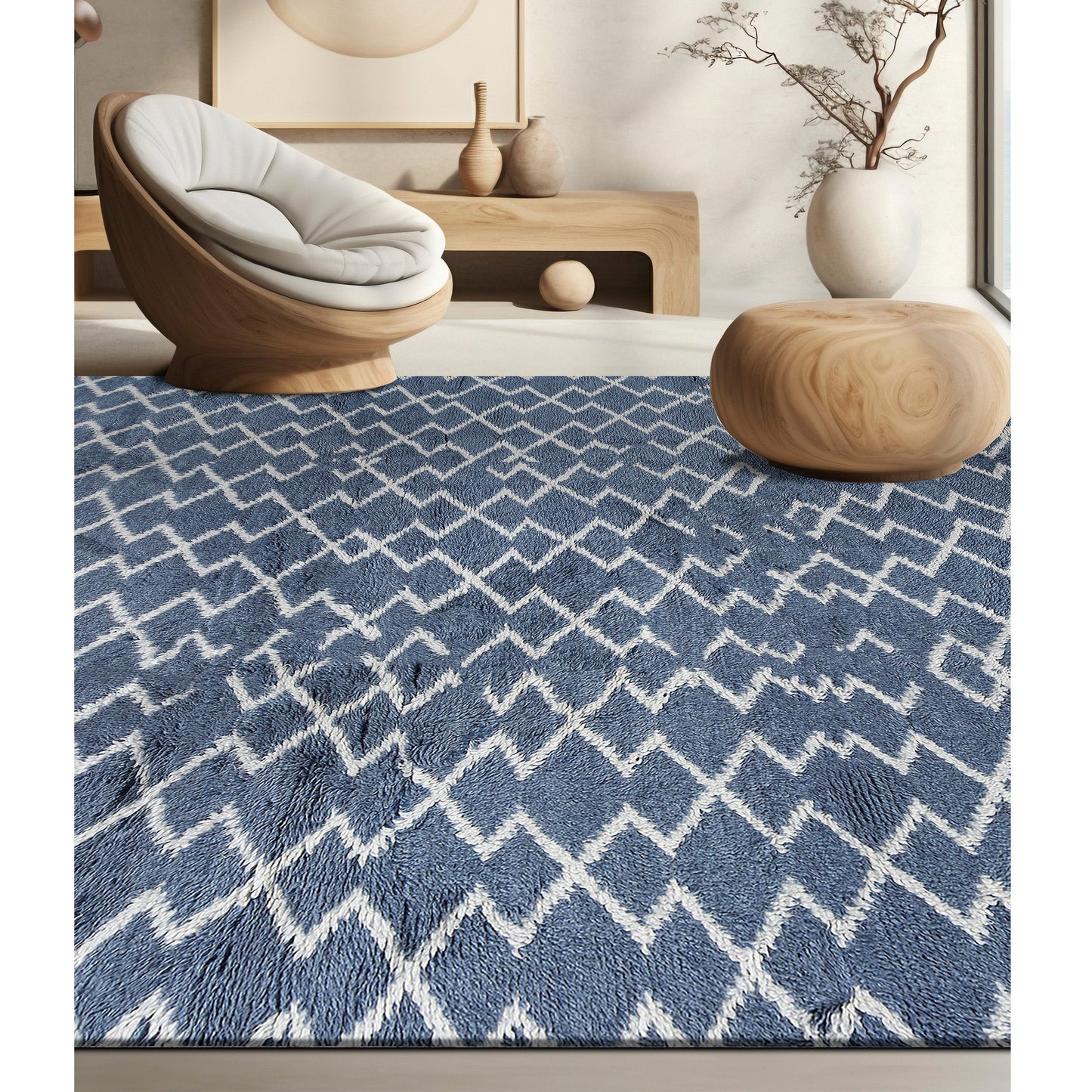 MOROCCAN TZ133 BLUE / IVORY