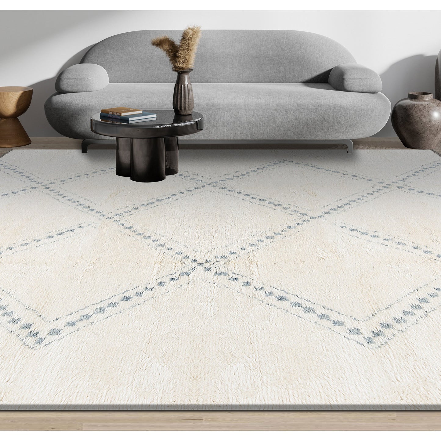 MOROCCAN TZ171 IVORY / BLUE