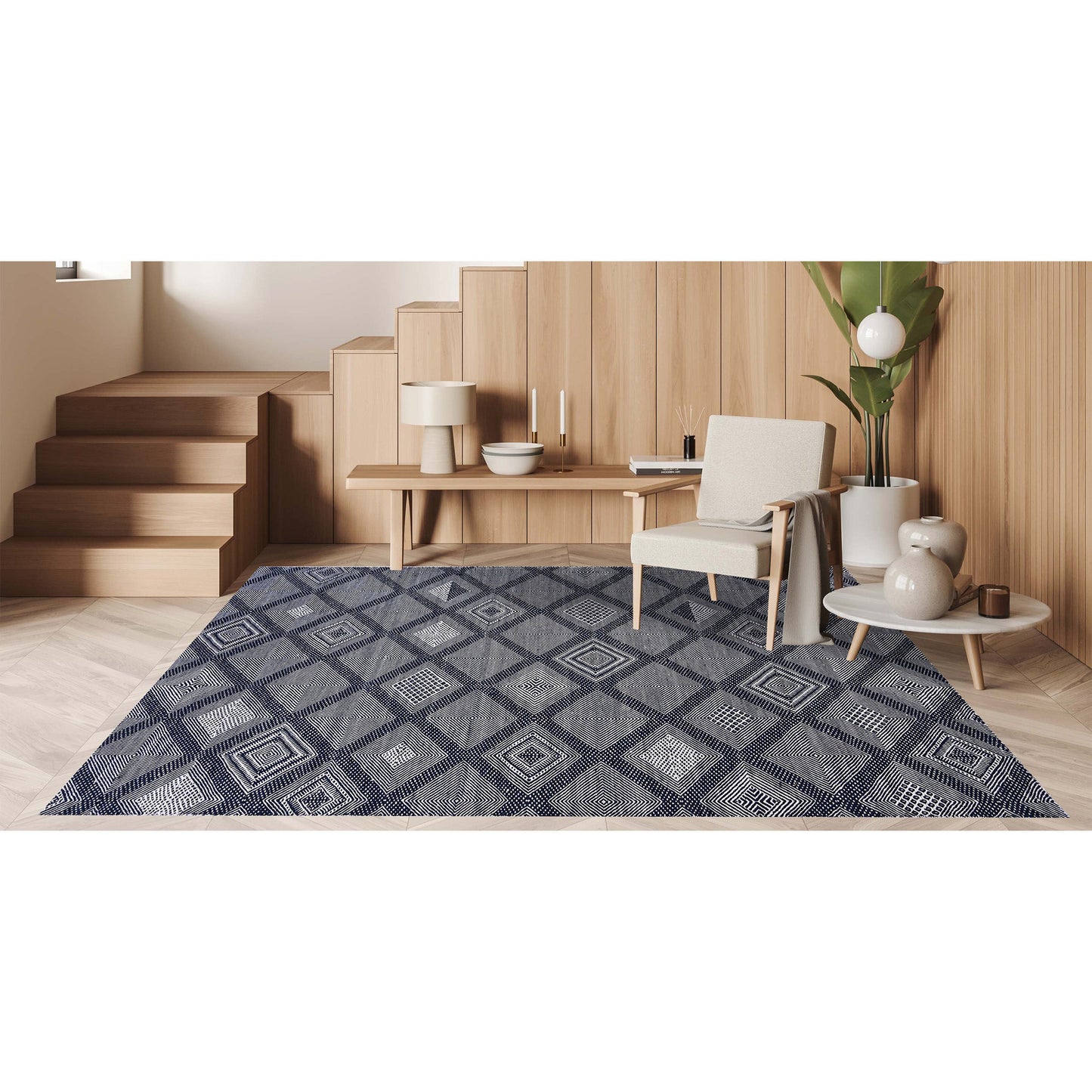 MOROCCAN TZ663 BLUE / IVORY
