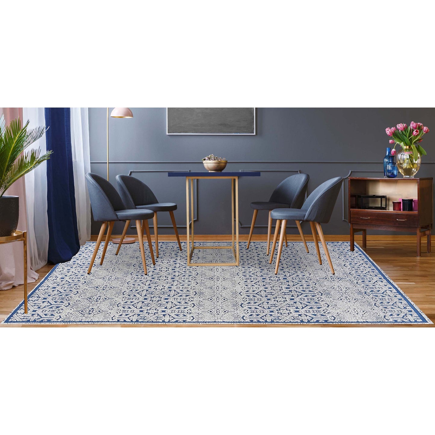 MOROCCAN TZ704 IVORY / BLUE