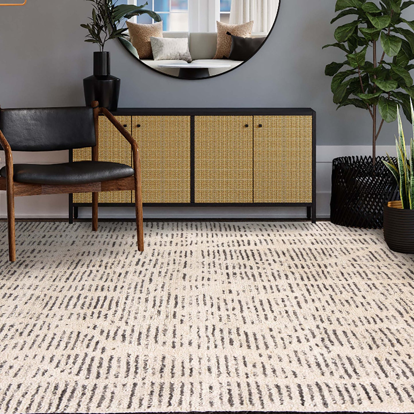 MOROCCAN Z6041 IVORY / DARK GREY