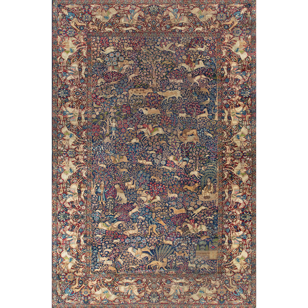 ANTIQUE PERSIAN FINE KIRMAN NAVY / RED 11'4" X 19'