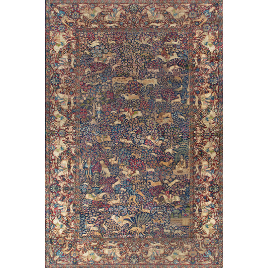 ANTIQUE PERSIAN FINE KIRMAN NAVY / RED 11'4" X 19'