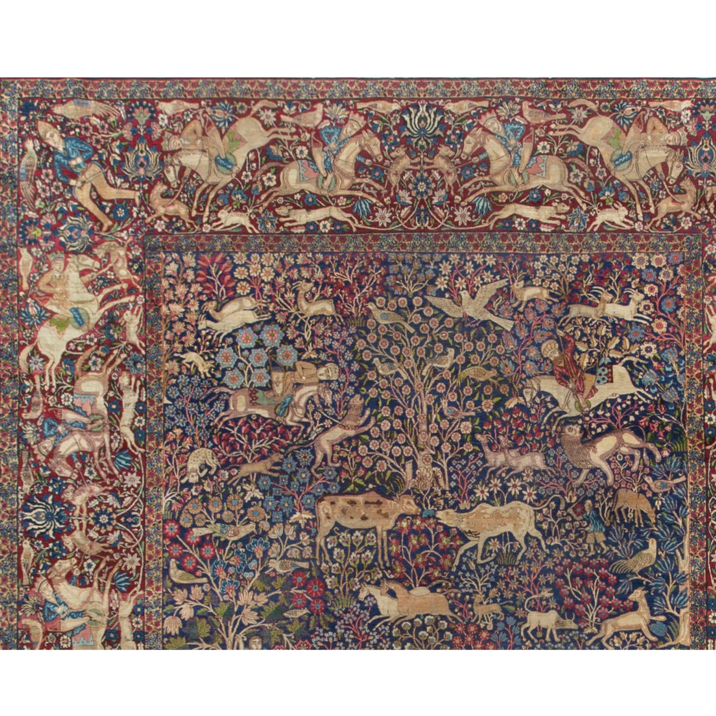 ANTIQUE PERSIAN FINE KIRMAN NAVY / RED 11'4" X 19'