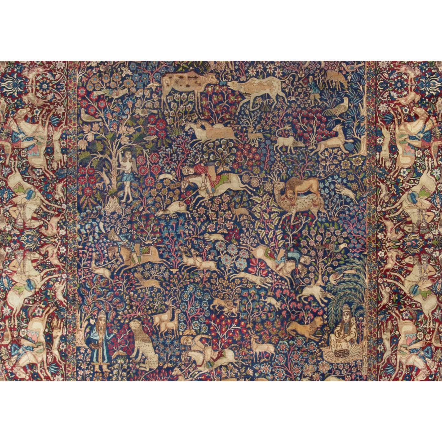 ANTIQUE PERSIAN FINE KIRMAN NAVY / RED 11'4" X 19'