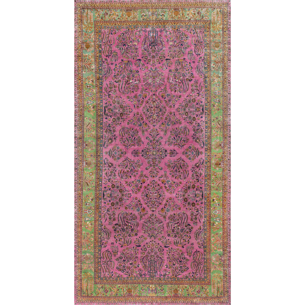 ANTIQUE PERSIAN FINE KASHAN RED / NAVY 11' X 19'1"