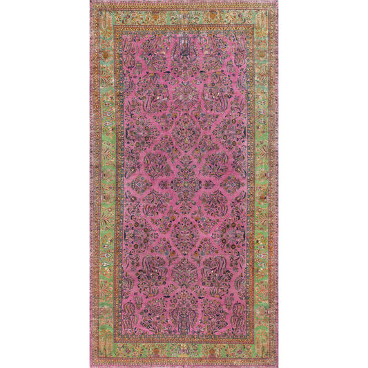ANTIQUE PERSIAN FINE KASHAN RED / NAVY 11' X 19'1"