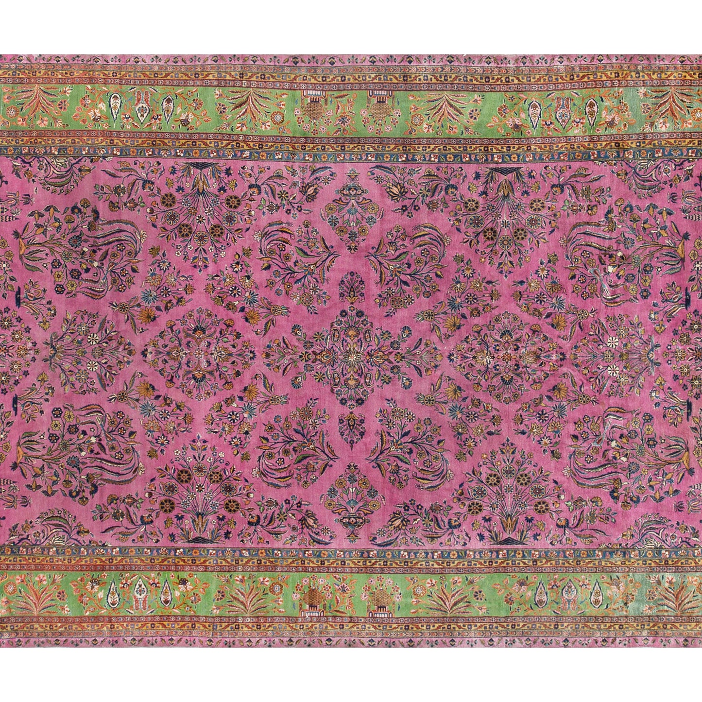 ANTIQUE PERSIAN FINE KASHAN RED / NAVY 11' X 19'1"
