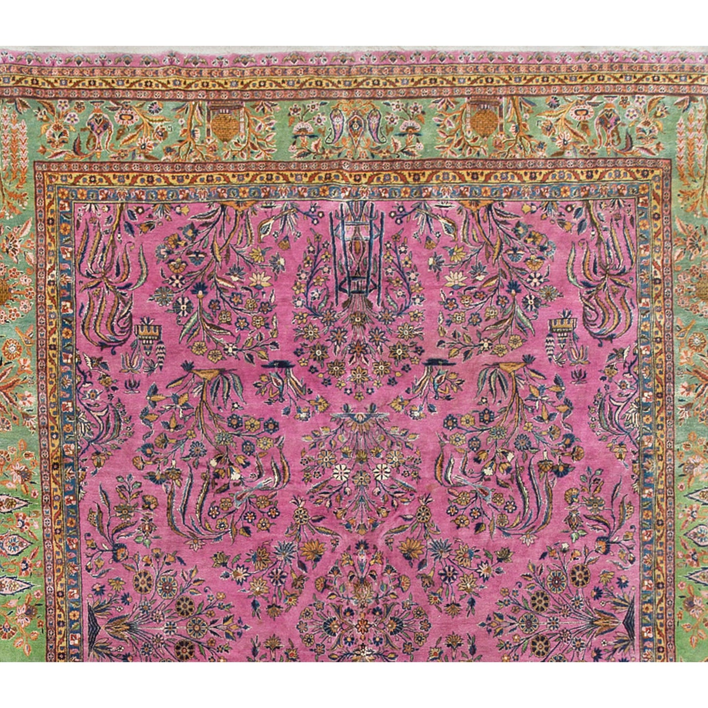 ANTIQUE PERSIAN FINE KASHAN RED / NAVY 11' X 19'1"