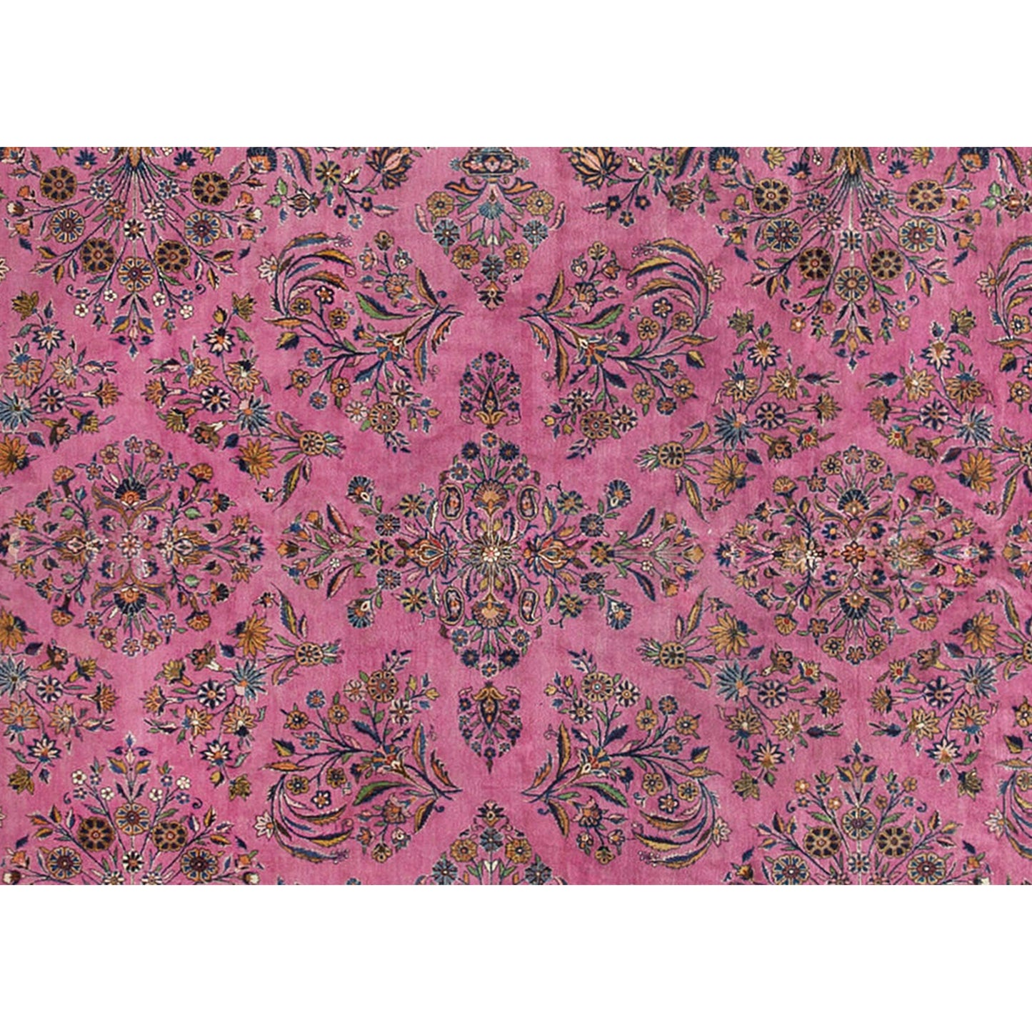ANTIQUE PERSIAN FINE KASHAN RED / NAVY 11' X 19'1"