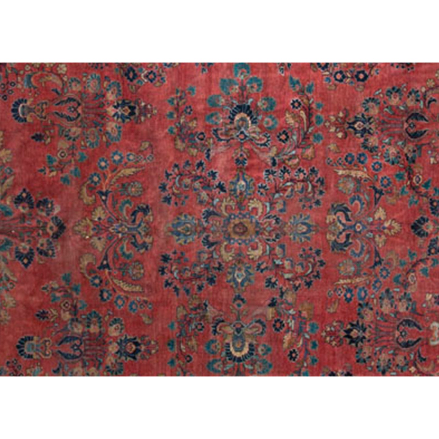 ANTIQUE PERSIAN FINE SAROUK RED / NAVY 10'6" X 17'7"