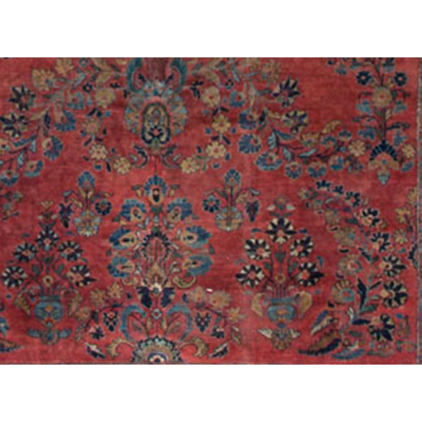 ANTIQUE PERSIAN FINE SAROUK RED / NAVY 10'6" X 17'7"
