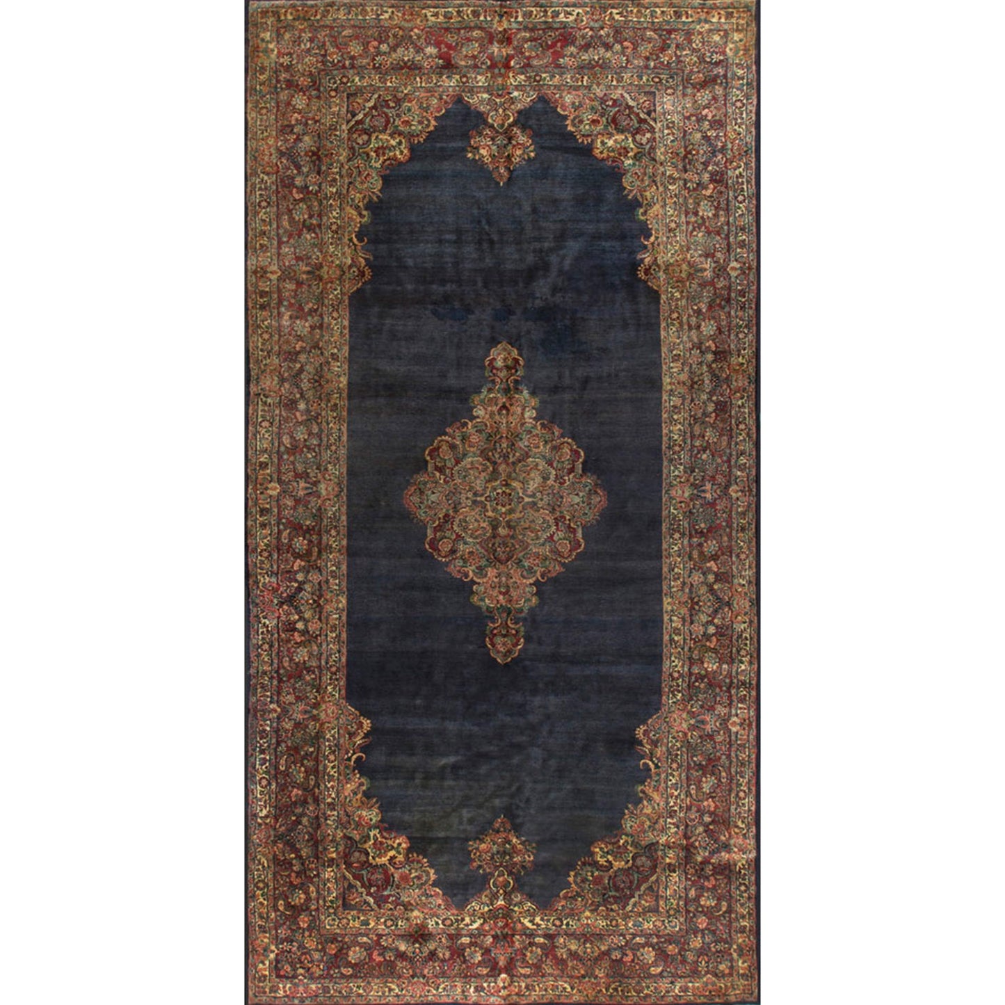 ANTIQUE PERISAN KAZVIN NAVY / RED 9'9" X 20'8"