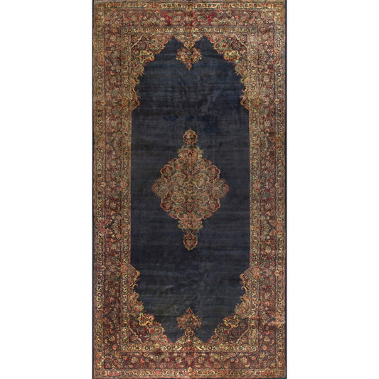 ANTIQUE PERISAN KAZVIN NAVY / RED 9'9" X 20'8"