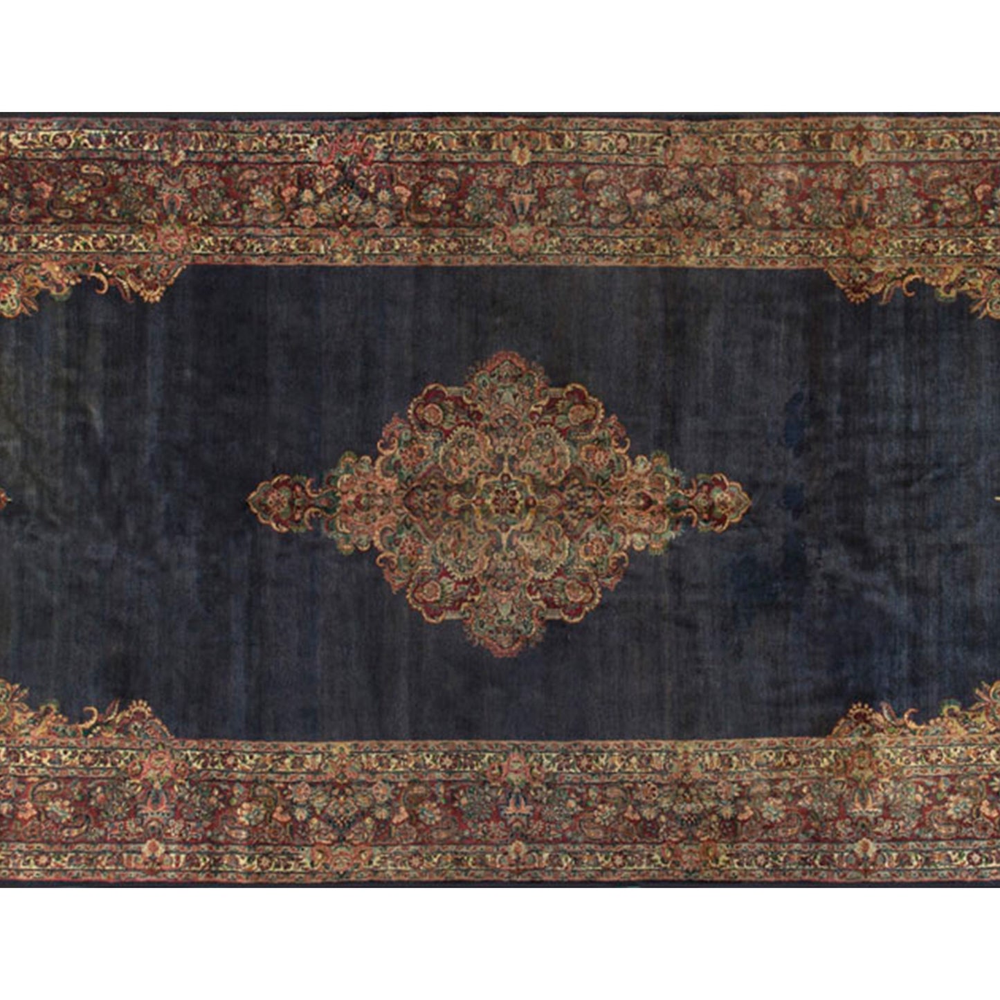 ANTIQUE PERISAN KAZVIN NAVY / RED 9'9" X 20'8"