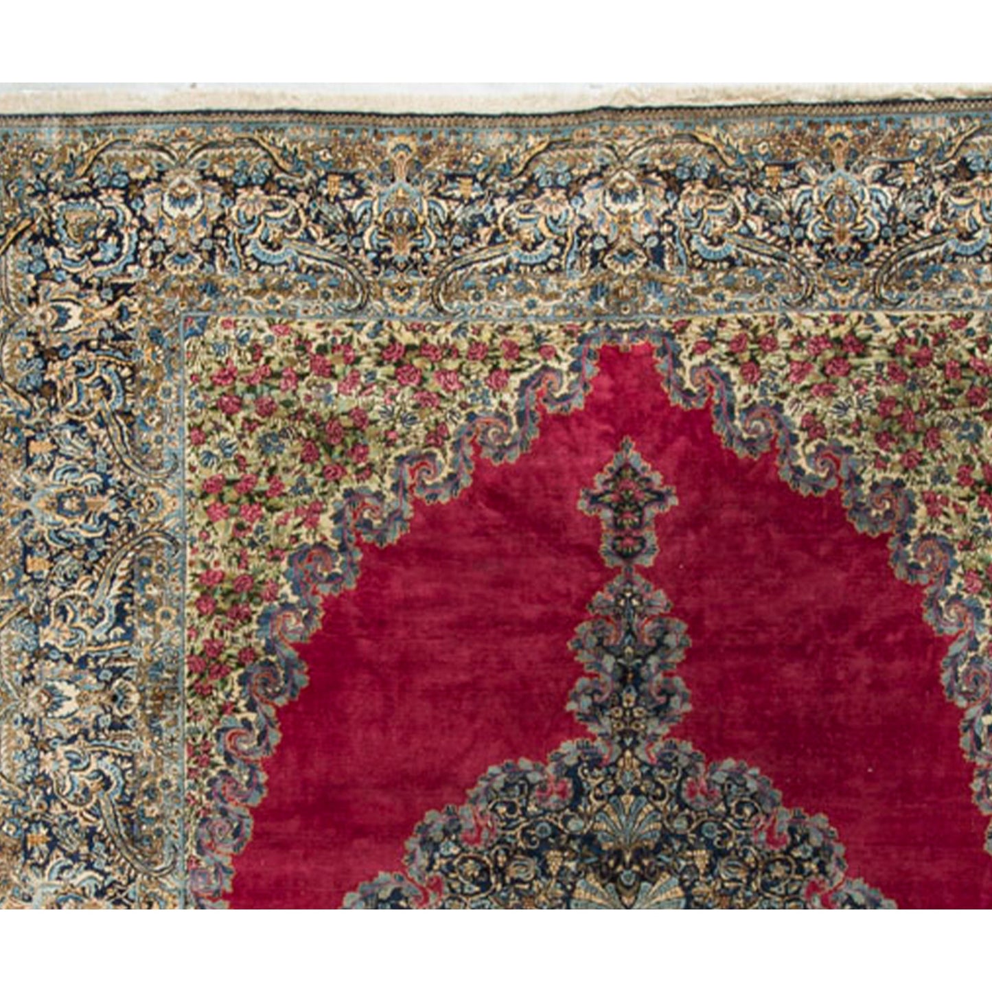 SEMI-ANT PERSIA FINE KIRMAN RED / NAVY 10'10" X 16'10"