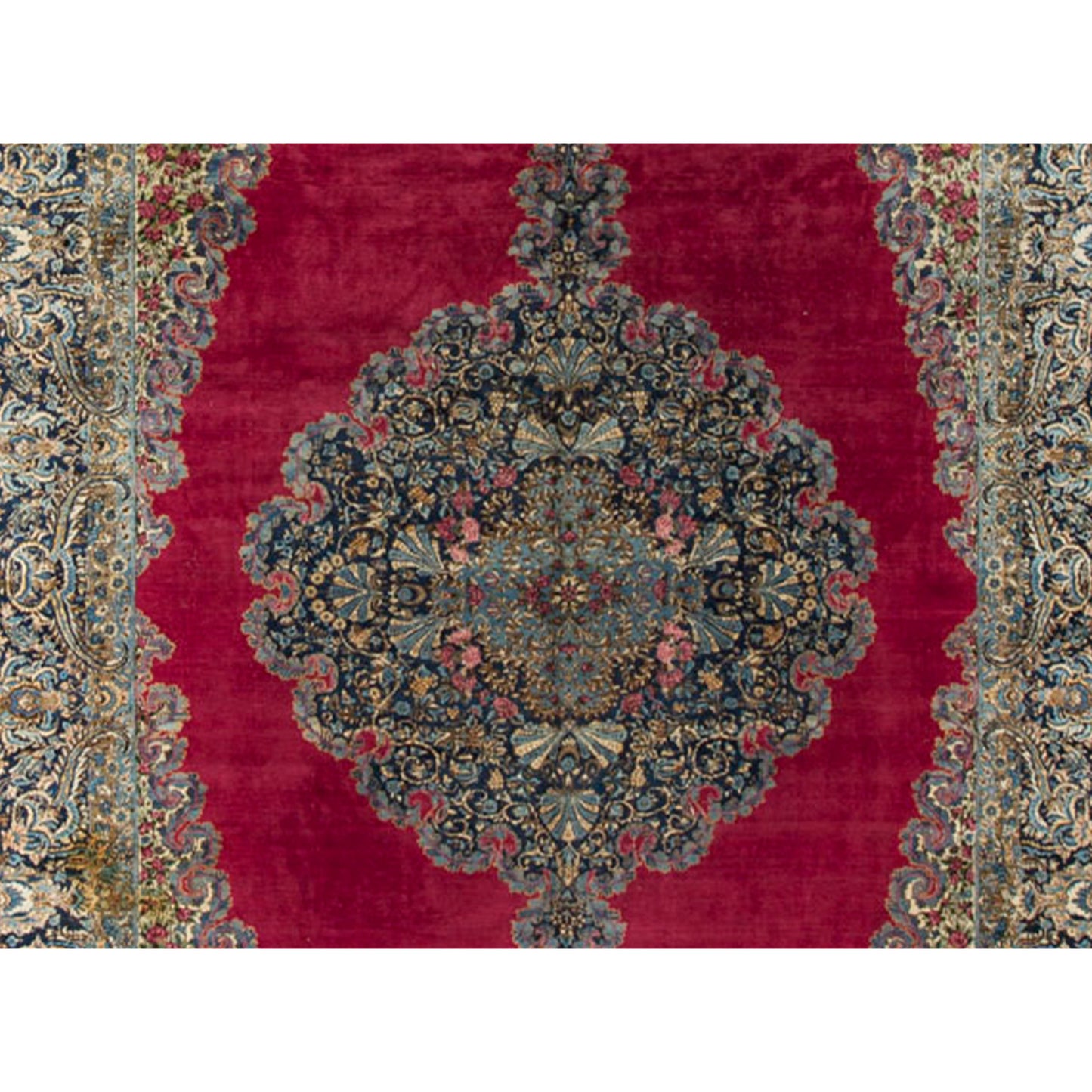 SEMI-ANT PERSIA FINE KIRMAN RED / NAVY 10'10" X 16'10"