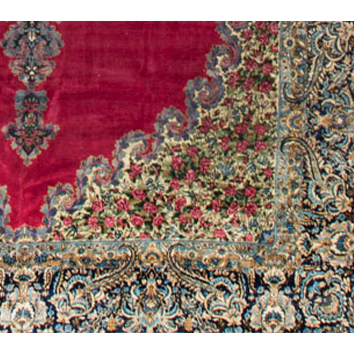 SEMI-ANT PERSIA FINE KIRMAN RED / NAVY 10'10" X 16'10"