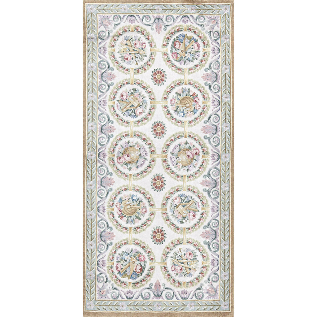 RENAISSANCE SAVONNERIE S-188 IVORY / GREEN 4' X 8'1"