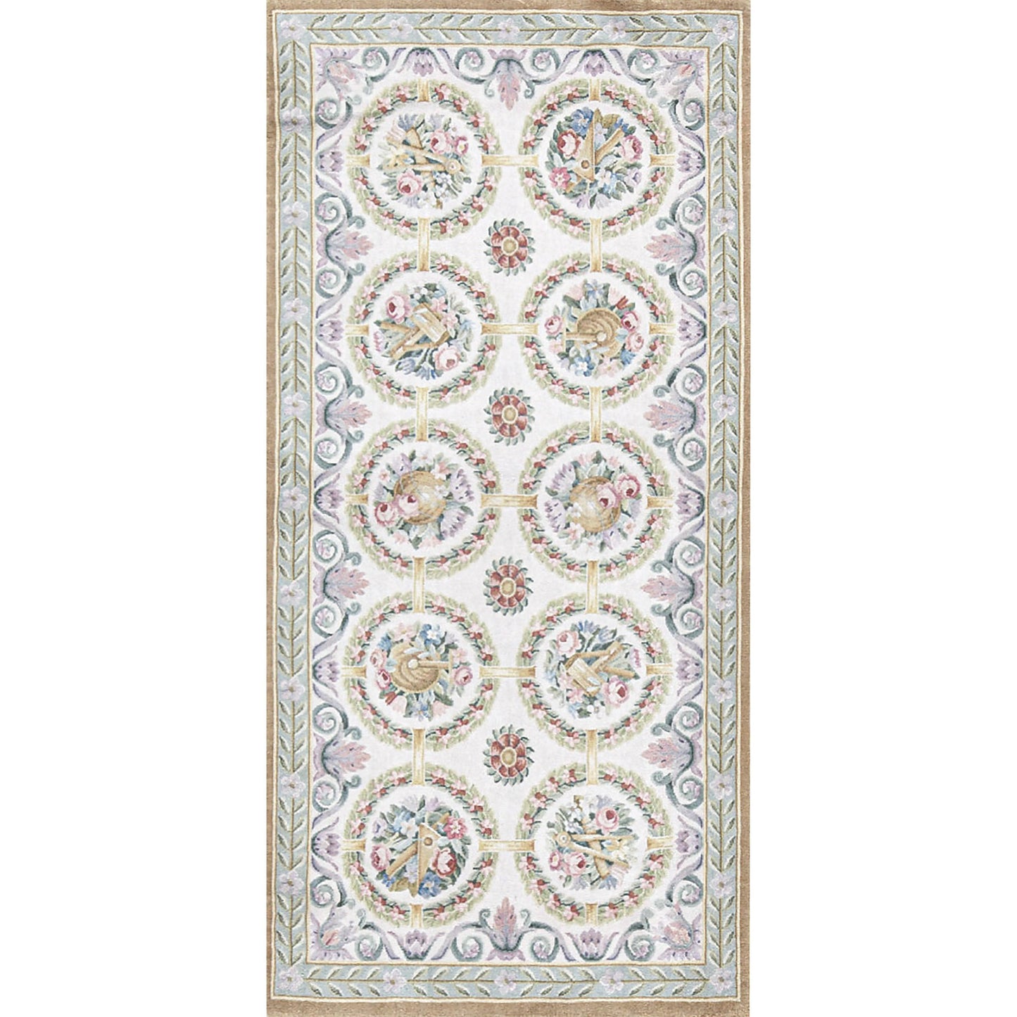 RENAISSANCE SAVONNERIE S-188 IVORY / GREEN 4' X 8'1"