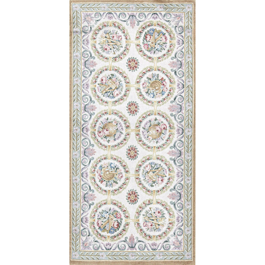 RENAISSANCE SAVONNERIE S-188 IVORY / GREEN 4' X 8'1"